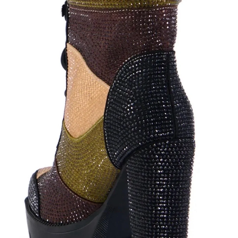 Elegant Women's Heeled Boots in Black, Brown, and Tan Sparkly Boots - Picture 9 of 9